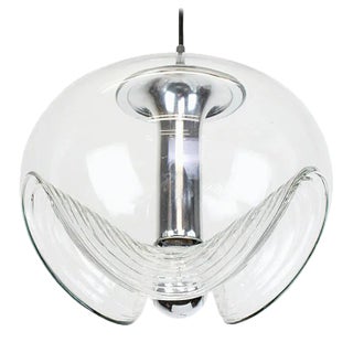 Large German Clear Glass Pendant Light by Koch & Lowy for Peill & Putzler, 1970 For Sale
