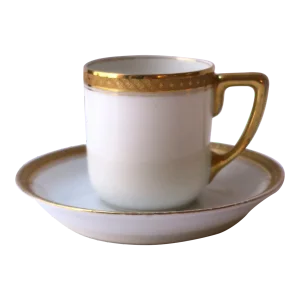 Porcelain White and Gold Coffee Espresso Tea Demitasse Cup and Saucer Rosenthal
