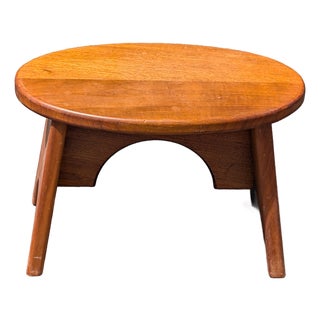 Vintage Handmade Cherry Wood Foot Stool or Child Stool For Sale