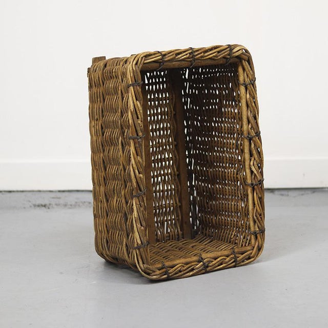 1920s Antique Industrial Factory Wicker Basket For Sale - Image 5 of 10