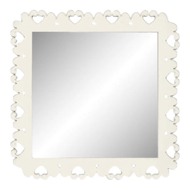 Fleur Home Garden District Satsuma Square Mirror in Swiss Coffee, 48x48 For Sale