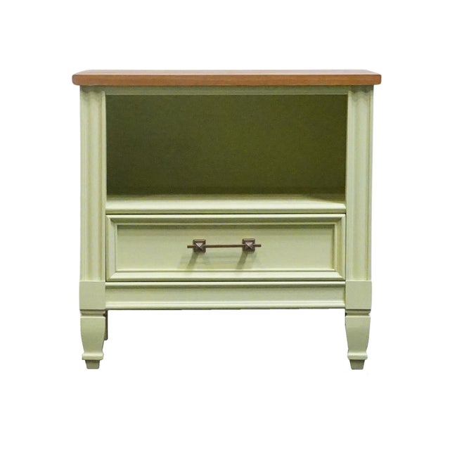 Rustic European Bassett Furniture Ticino Collection Cream Painted 24" Nightstand W. Solid Cherry Top 238-96-270 For Sale - Image 3 of 10