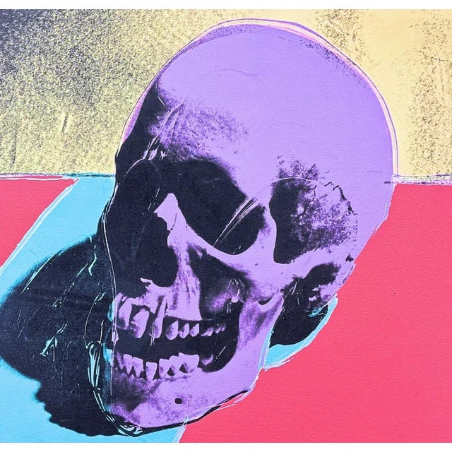Andy Warhol (after) "Skull on a red background" print, size 60 x 60 cm, plate signed bottom right, numbered with pencil on...