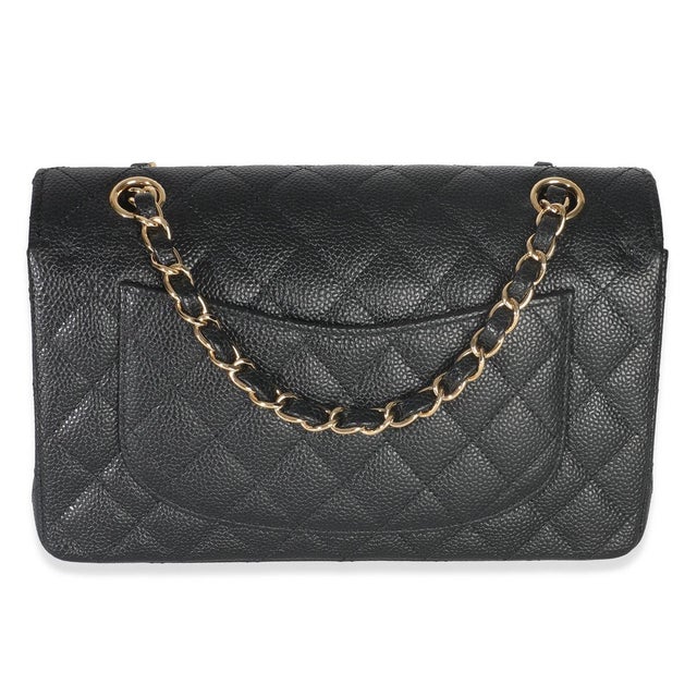 Chanel Black Quilted Caviar Small Classic Double Flap Bag For Sale - Image 4 of 9