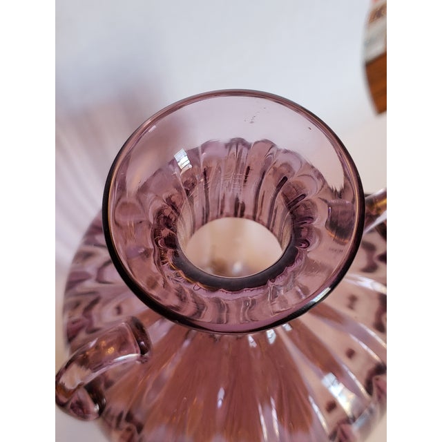 1920s Attr Vittorio Zecchin Small Soffiato Glass Vase Amethyst For Sale - Image 10 of 11