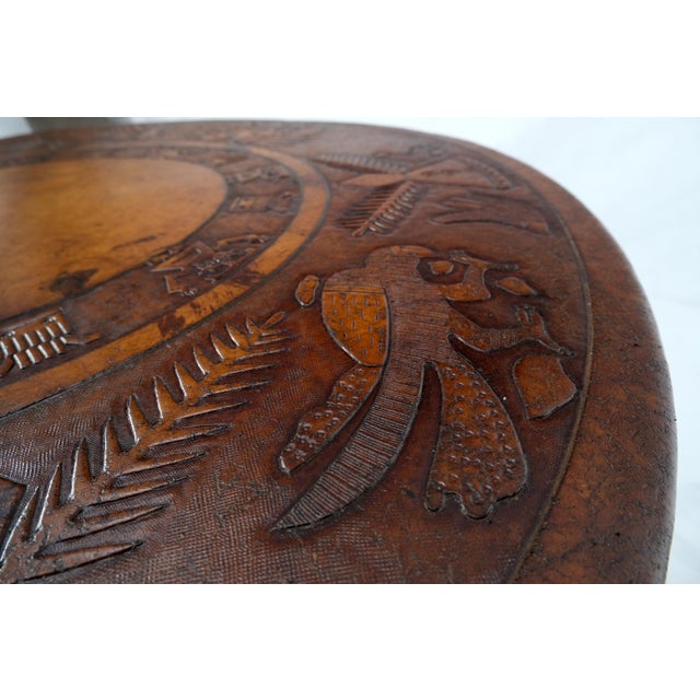 Mid 20th Century Embossed Leather South American Coffee Table 4 Nesting Stools Chairs For Sale - Image 9 of 18