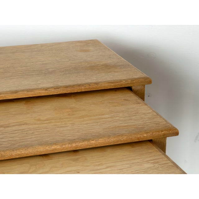 Mid-Century Modern Oak Nesting Tables in the style of Henning Kjærnulf, Denmark, 1970s For Sale - Image 9 of 10
