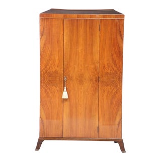 1920s European Art Deco Walnut Wardrobe For Sale