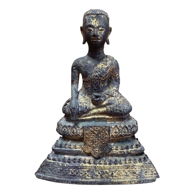 Thai Artist, Late Ayutthaya to Early Rattanakosin Period Seated Buddha in Bhumisparsha and Dhyana Mudra, 18th Century, Metal For Sale