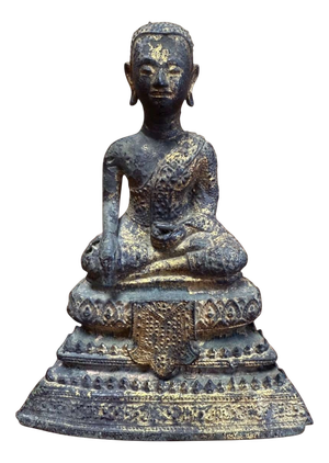 Thai Artist, Late Ayutthaya to Early Rattanakosin Period Seated Buddha in Bhumisparsha and Dhyana Mudra, 18th Century, Metal