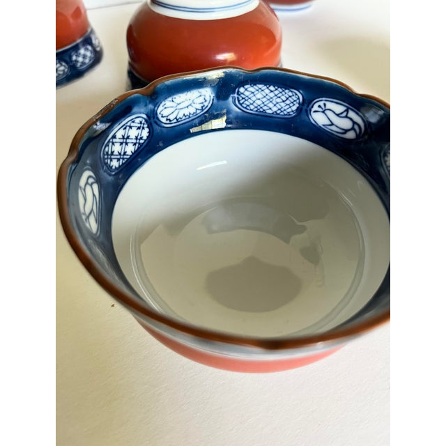 Mid 20th Century Vintage Japanese Imari Bowls With Markings Set of 8