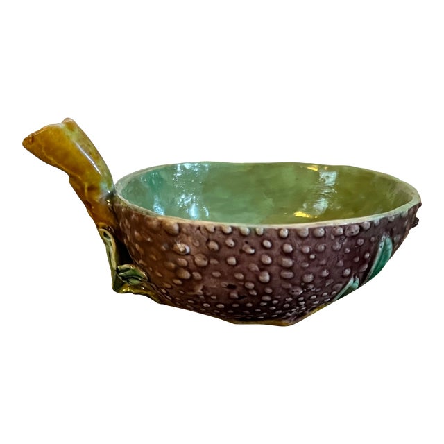 Antique 19th Century Chinese Porcelain Salt Cellar in the Form of a Lychee Nut With Branch Handle For Sale