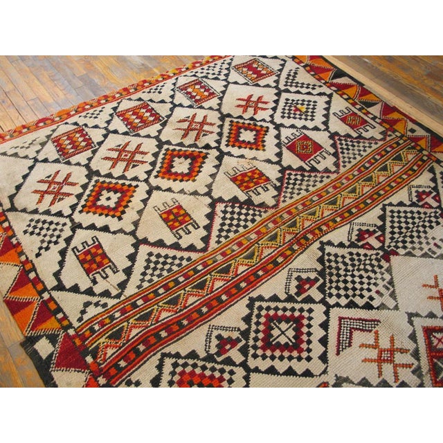 Antique African Moroccan rug. Size: 6'4" x 11'0". Antique Moroccan - Rabat Moroccan Ivory 1930s Berber Carpet, Circa Date:...