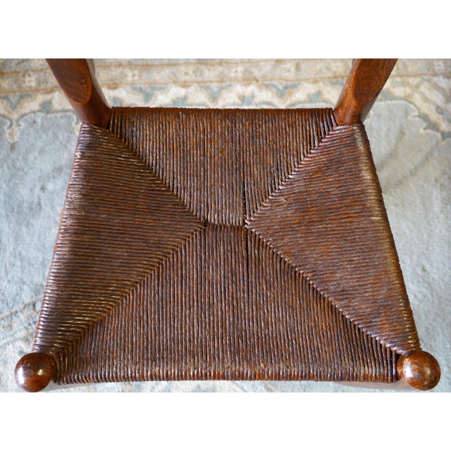 Vintage Chapel Chairs With Original Hymnal Racks – Set of 3, Solid Wood, Rush Seat For Sale - Image 15 of 16