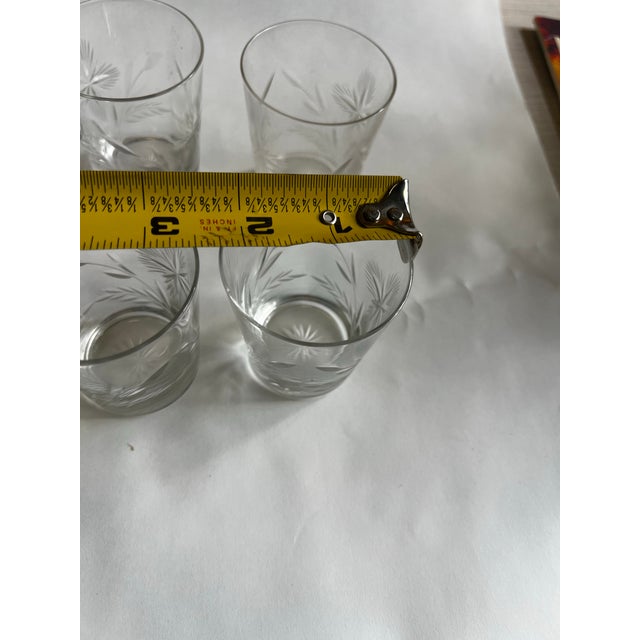 Mid-Century Modern 1970s Collection of Small Glasses With Etched Accents- Set of 6 For Sale - Image 3 of 10