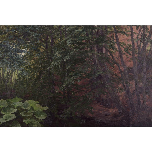 Carl Thiele, Forest Scene with a Lake, 1882, Oil on Canvas, Framed For Sale - Image 4 of 10