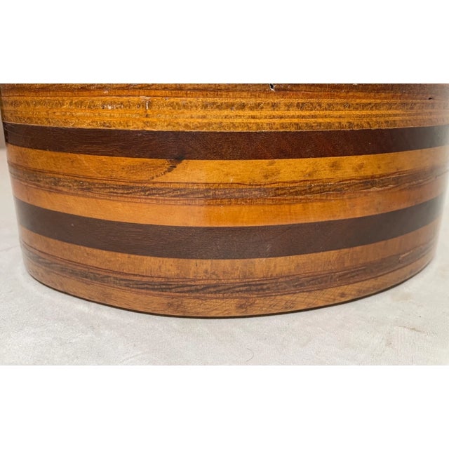 Brown Antique 19th Century Handmade Inlaid Marquetry Parquetry Heart Wood Jewelry Box For Sale - Image 8 of 13