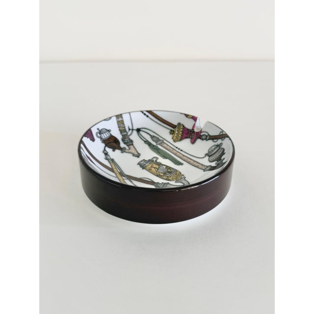 Mid-Century Modern Graphic Porcelain Ashtray With Fornasetti Influence For Sale - Image 3 of 4