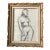 1930’s Original Art Deco Female Nude Charcoal Study Drawing Vintage French Style Carved Wood Frame For Sale