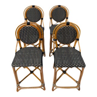 1990s Vintage Rattan Palecek Counter Stools - Set of 4 For Sale