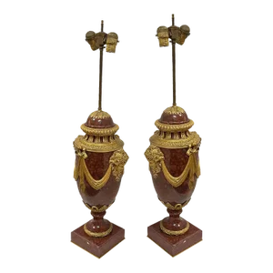 Mid 19th Century Louis XVI Marble Vases as Lamps - a PAir