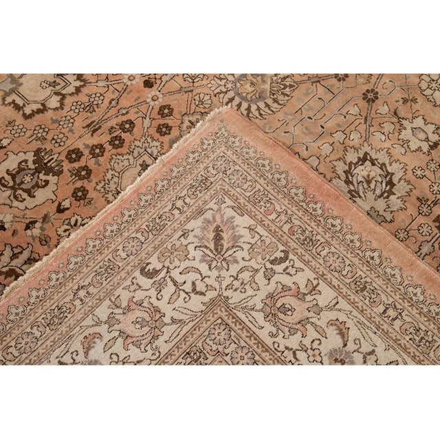 Textile Early 20th Century Antique Tabriz Wool Rug Handmade in Peach For Sale - Image 7 of 7