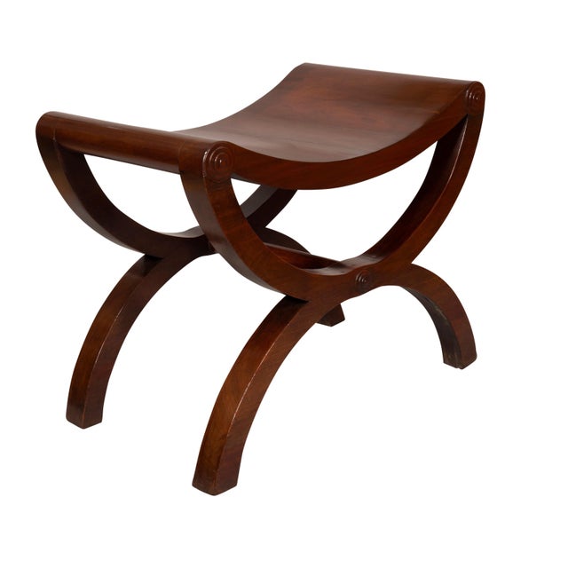 Regency Mahogany Curule Form Benches - A Pair For Sale - Image 10 of 13