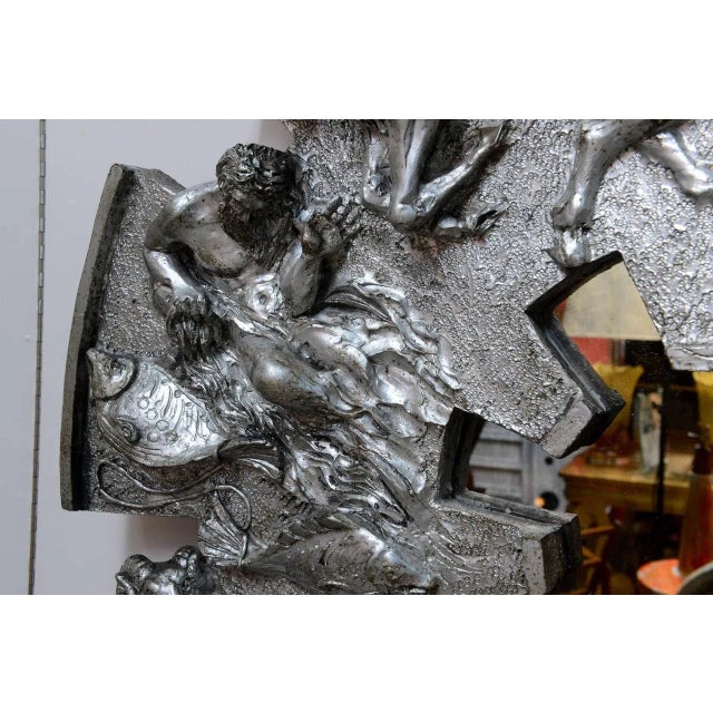 Chrome 1970s Brutalist Zodiac Metallic Finish Mirror For Sale - Image 8 of 10