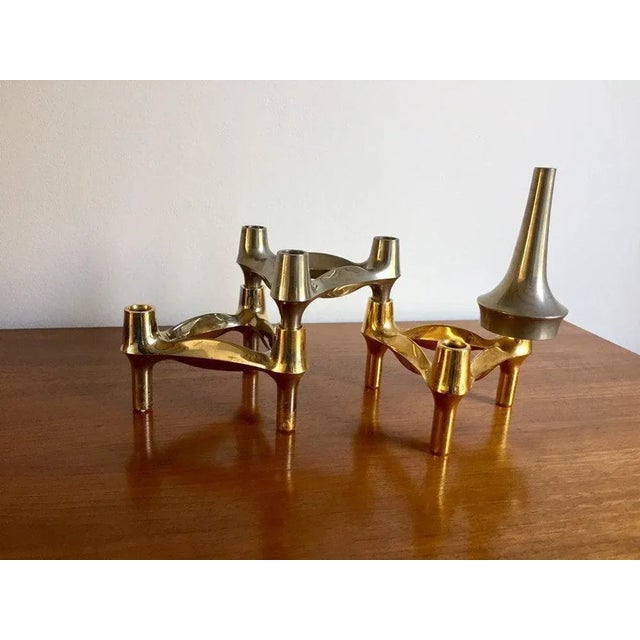 Mid-Century Quist Brass Candleholders, Set of 4 For Sale - Image 4 of 7