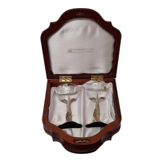 1990s Giuseppe Vasari Adam & Eve 925 Sterling Champagne Flutes With Christopher Louis Designed Box- Set of 2 For Sale