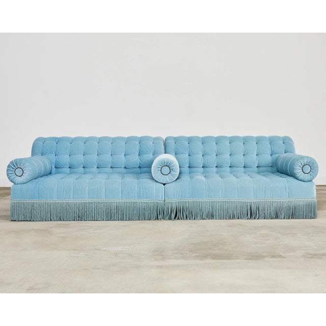 George Smith George Smith Tufted Mohair Velvet Sectional Sofa For Sale - Image 4 of 12