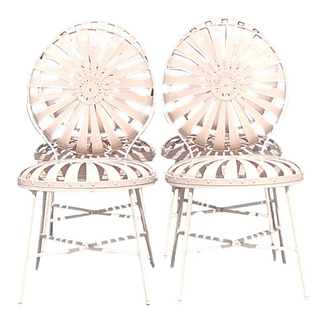 Vintage Boho “Sunburst” Iron Dining Chairs After Francois Carre - Set of 4 For Sale
