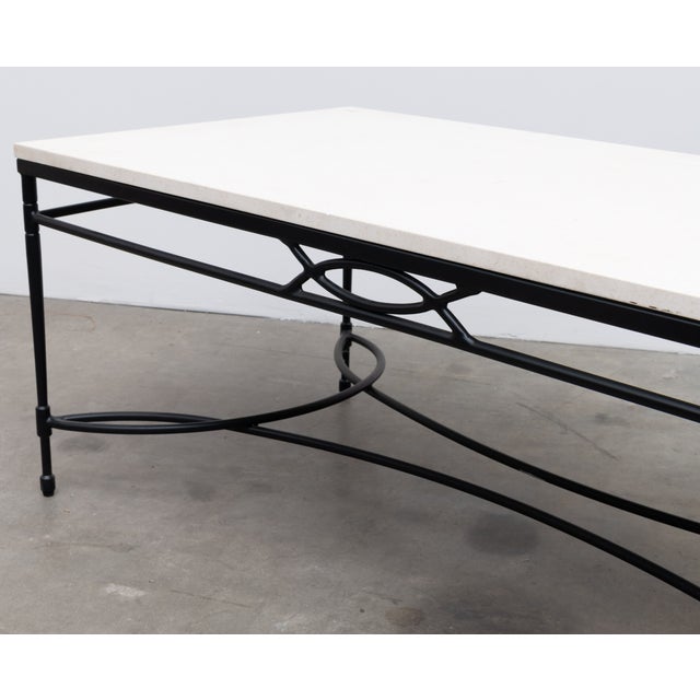 Early 21st Century Black Stainless Steel Amalfi Stone Top Coffee Table - Outdoor / Indoor For Sale - Image 5 of 7