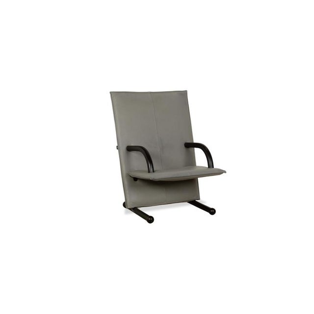 Gray T-Line Armchairs in Grey and Black Leather from Arflex, Set of 4 For Sale - Image 8 of 12
