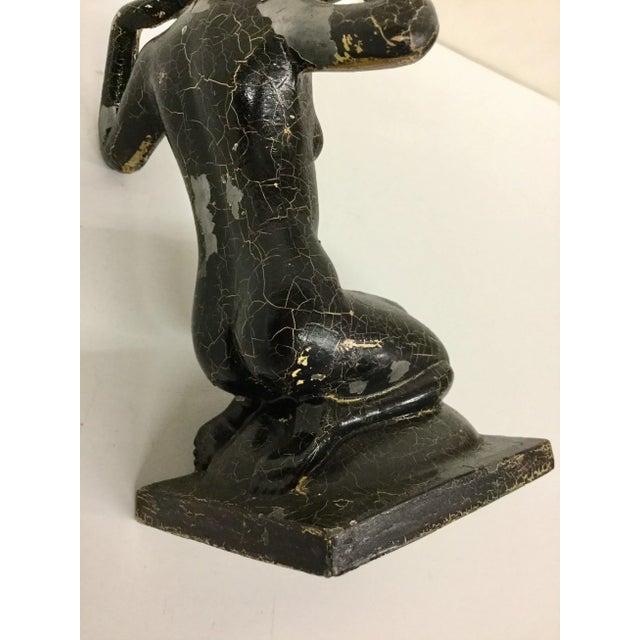 Antique Crackle Painted & Cast Metal Nude For Sale - Image 10 of 11