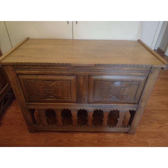 Wood Ernest Thompson Santa Fe - Southwestern Carved Wood Storage Chest / Blanket Chest For Sale - Image 7 of 17