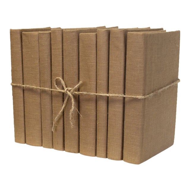 Decorative Books - Havana Linen Wrapped Book Bundle - 1 Foot of Brown Books For Sale