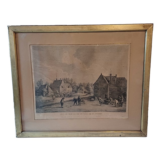 Jp Le Bas, Game of Boules, 1742, Engraving For Sale
