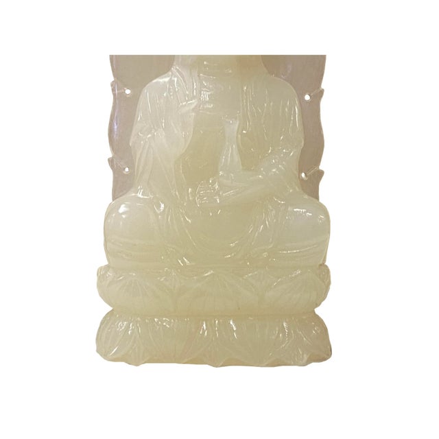 Chinese Off White Color Stone Guan Yin Bodhisattva Avalokitesvara Statue For Sale In San Francisco - Image 6 of 7