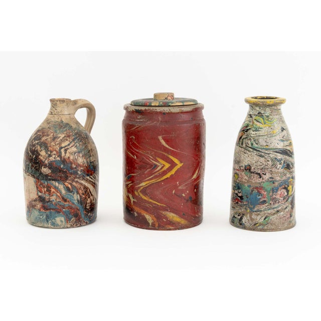 19th Century American Marbleized Glazed Pottery Articles, 10 For Sale - Image 5 of 13