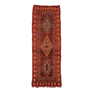 Vintage Berber Red Boujad Moroccan Rug - 04'09 X 13'02
