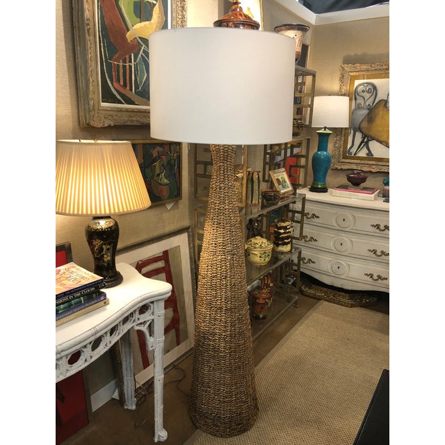 Mid 20th Century Tall Wicker Floor Lamp With Shade Chairish