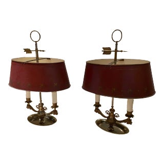 Antique Tole and Brass Dolphins Lamps, France - a Pair For Sale