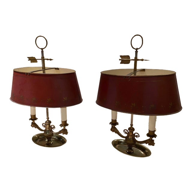 Antique Tole and Brass Dolphins Lamps, France - a Pair For Sale