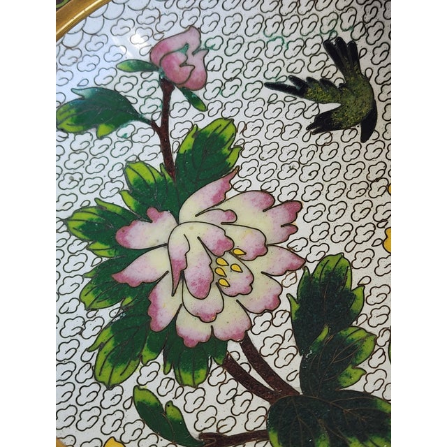 Metal Vintage Cloisonne Bowl on Stand For Sale - Image 7 of 11