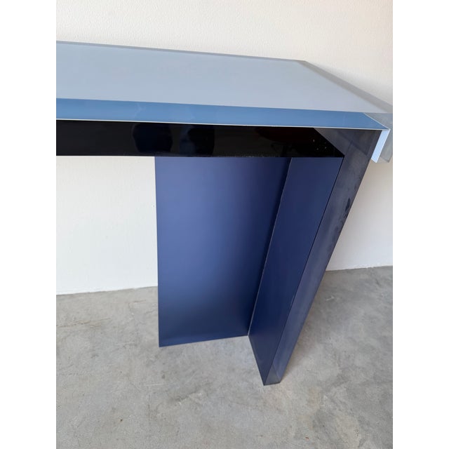 Postmodern 1980’s Postmodern Italian- Design Thick Lucite Console Table For Sale - Image 3 of 12