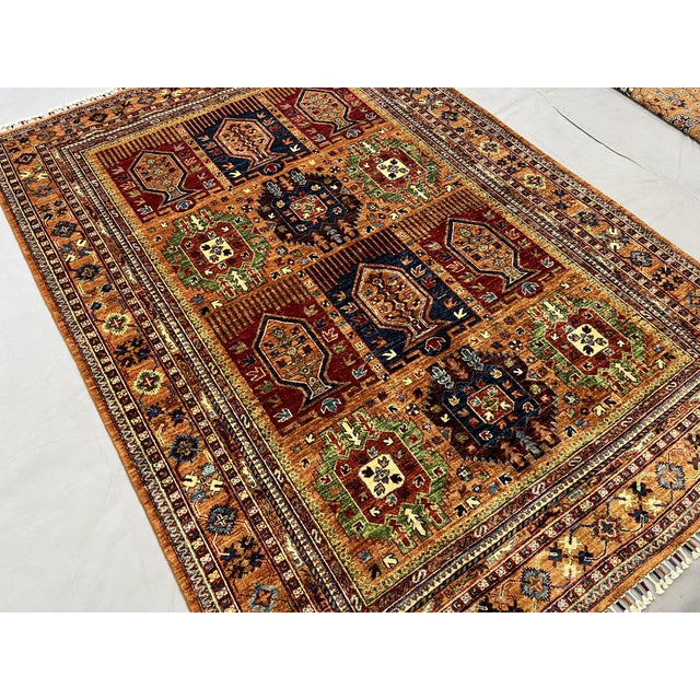 Art Deco Rust Sultani Garden Panel Wool Rug, 5'10" X 8'1" For Sale - Image 3 of 13