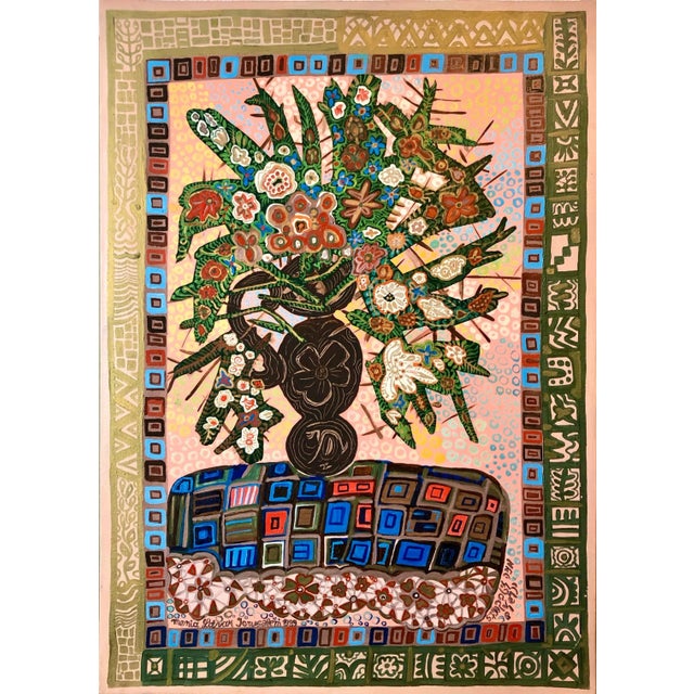 A fantastic vase of bold colorful flowers. signed and dated in Hebrew and English, Jerusalem 1989. Litvak's life as an...