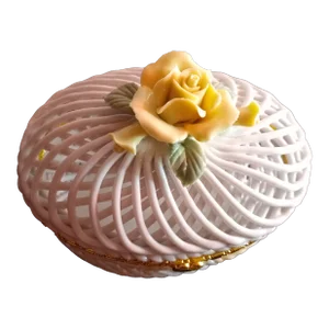 1970s Reticulated With Applied Floral Porcelain Trinket Box