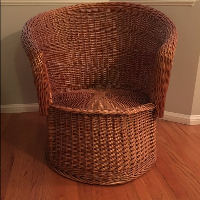 Vintage Rattan Barrel Arm Chair Chairish